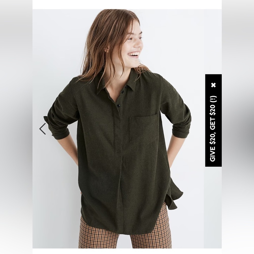 Madewell Flannel Classic Ex-Boyfriend Button-Back Shirt beige